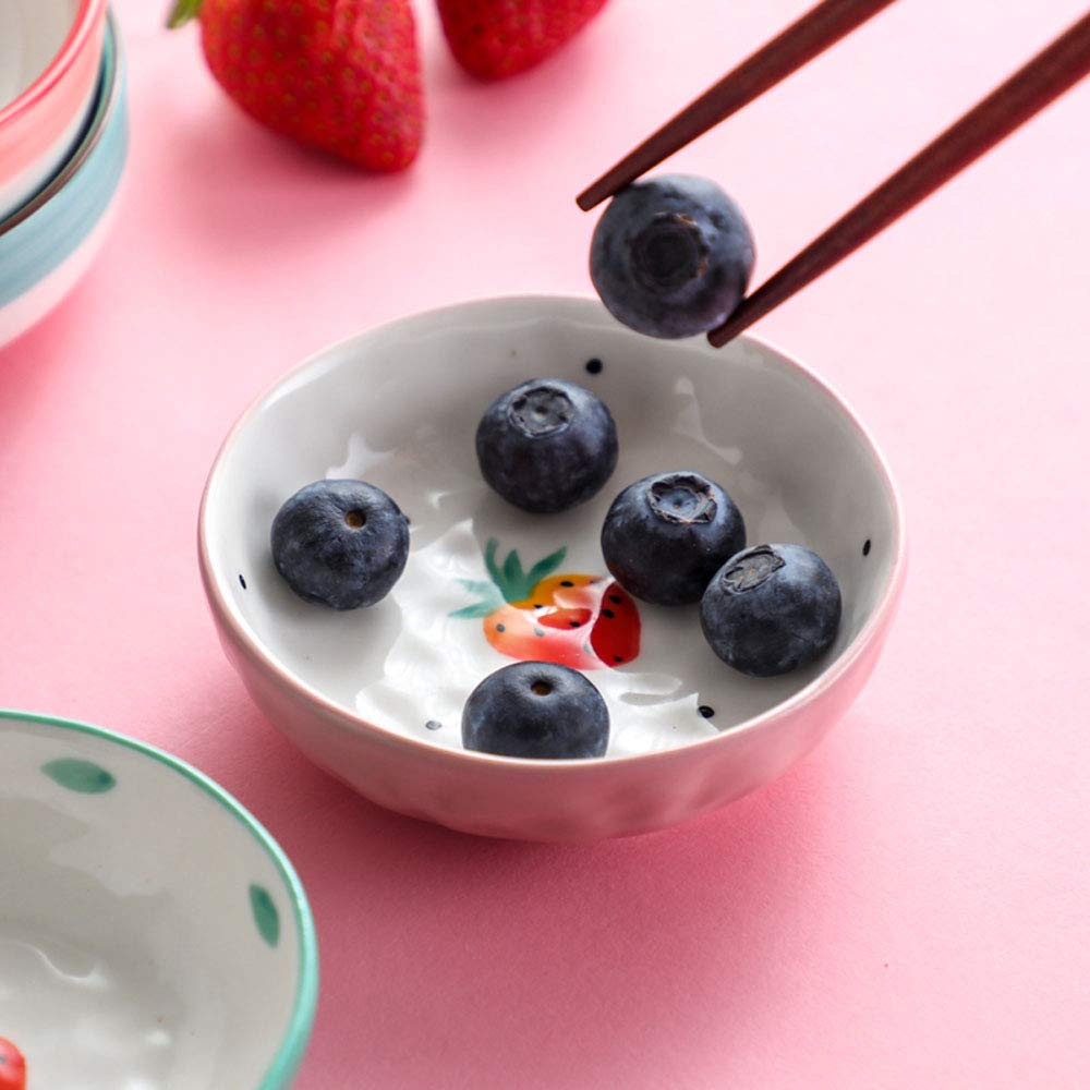 Hand-Painted Strawberry Ceramic Sauce Dish - Set of 4 Small Plates for Desserts, Snacks, Seasonings & Side Dishes | Perfect for Tea Parties, Picnics & Home Decor