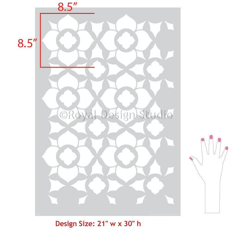 Duomo Tile Allover Stencil - Reusable DIY Wall & Floor Stencil for Home Decor, Moroccan Pattern - Perfect for Bathroom, Kitchen Backsplash, and Accent Walls
