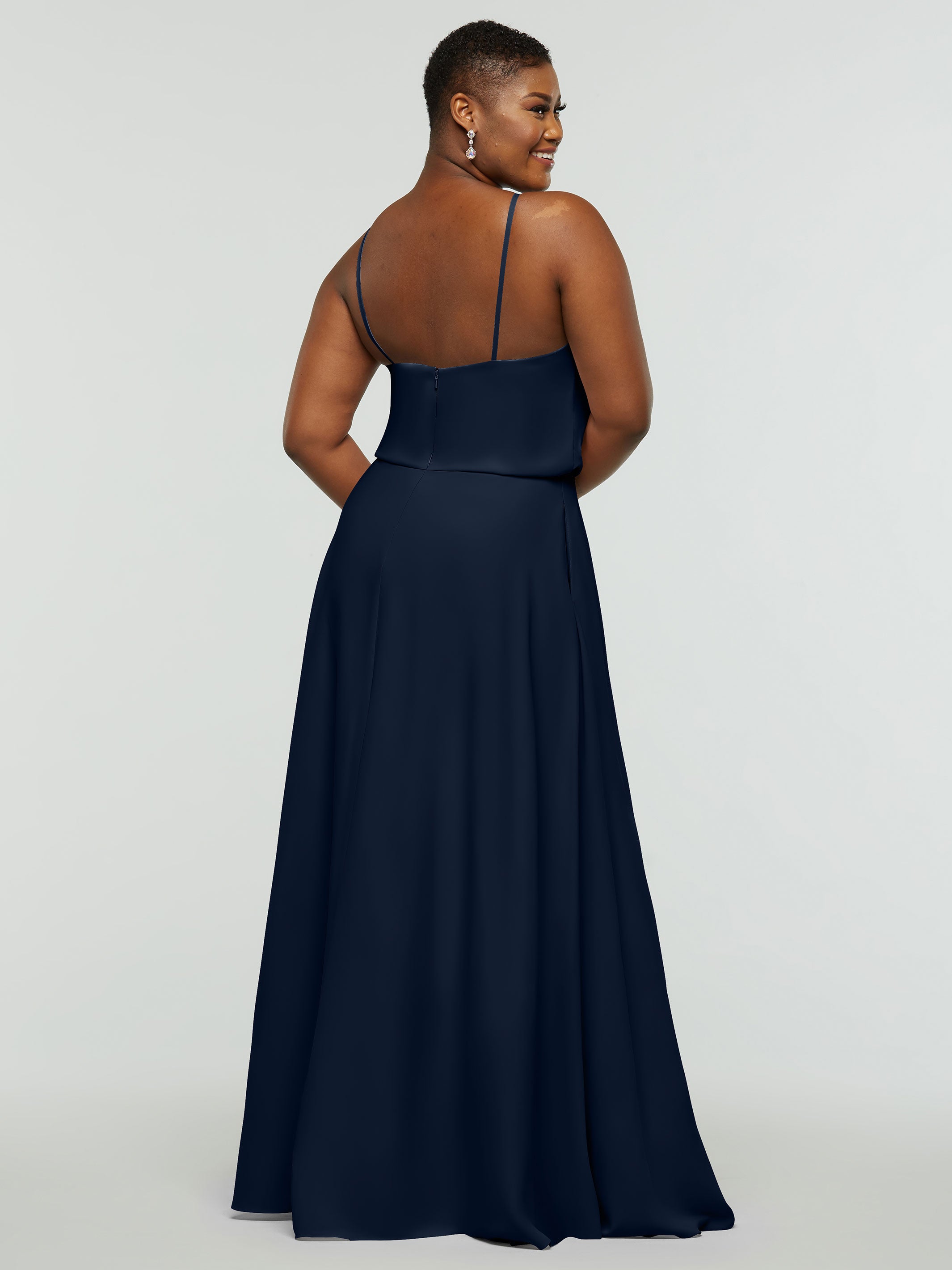 Elegant 83015 Stretch Chiffon A-Line Bridesmaid Dress with Halter Neckline - Perfect for Weddings, Formal Events & Special Occasions