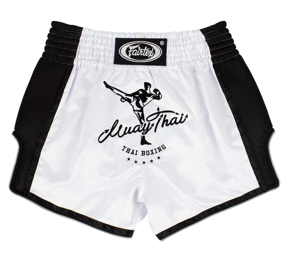 Fairtex White Slim Cut Muay Thai Boxing Shorts - Premium Breathable Training & Competition Shorts for MMA, Kickboxing, and Muay Thai Fighters