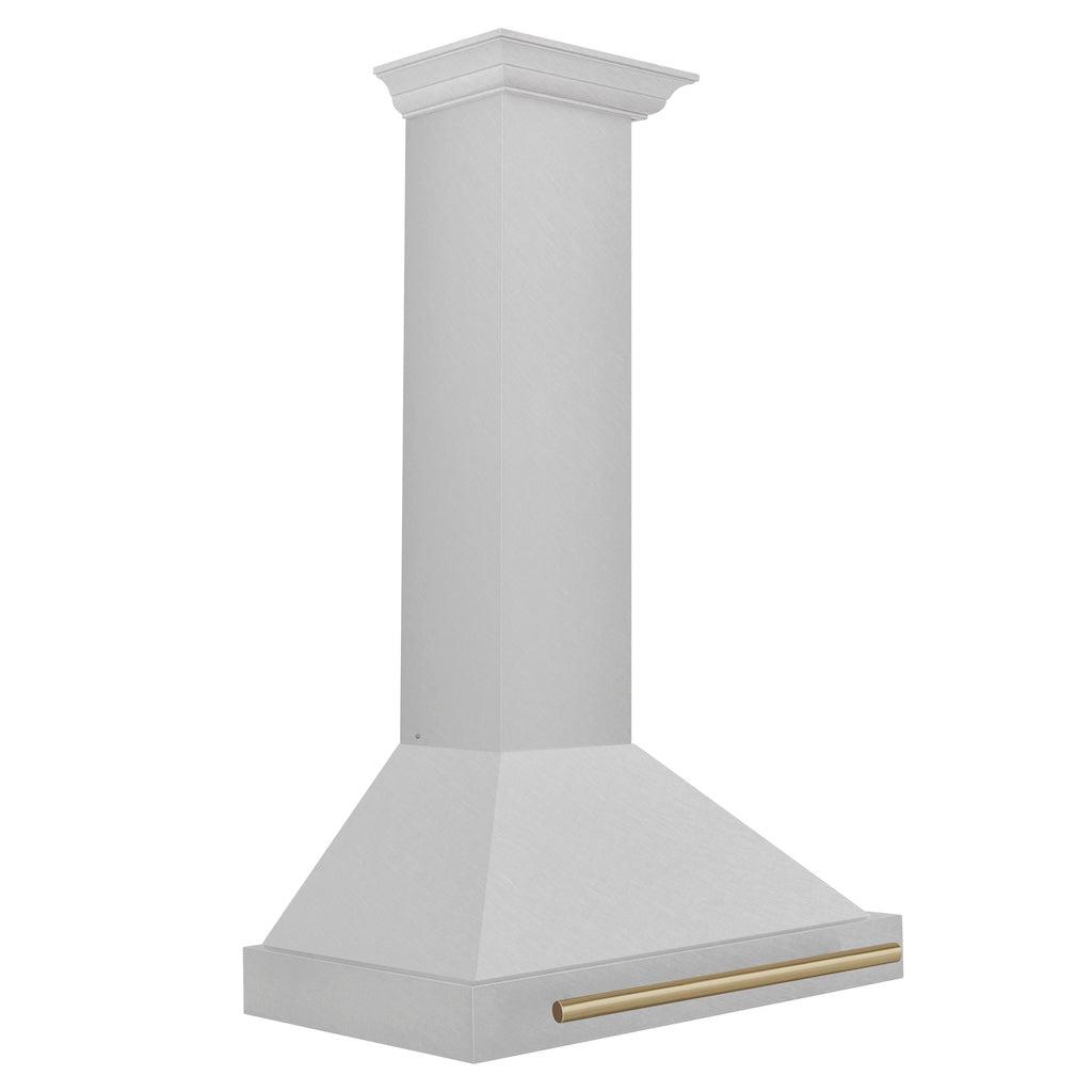 ZLINE KB4SNZ 36 CB Autograph Edition 36-inch Stainless Steel Wall Mount Range Hood with Convertible Design & Champagne Bronze Handle - Perfect for Modern Kitchens & Open-Concept Homes
