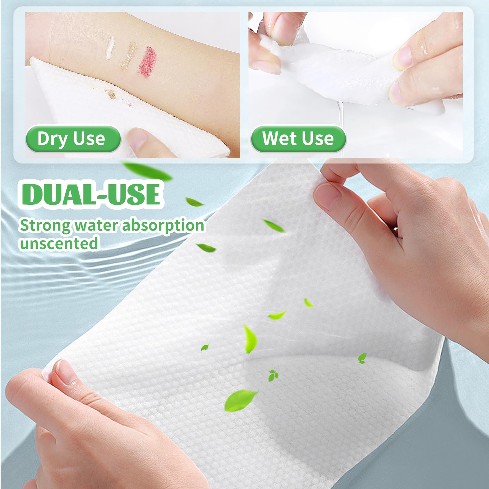 Biodegradable Disposable Face Towels - 100 Count Soft Cotton Dry Wipes for Gentle Facial Cleansing & Drying | Perfect for Travel, Gym, and Daily Skincare Routine