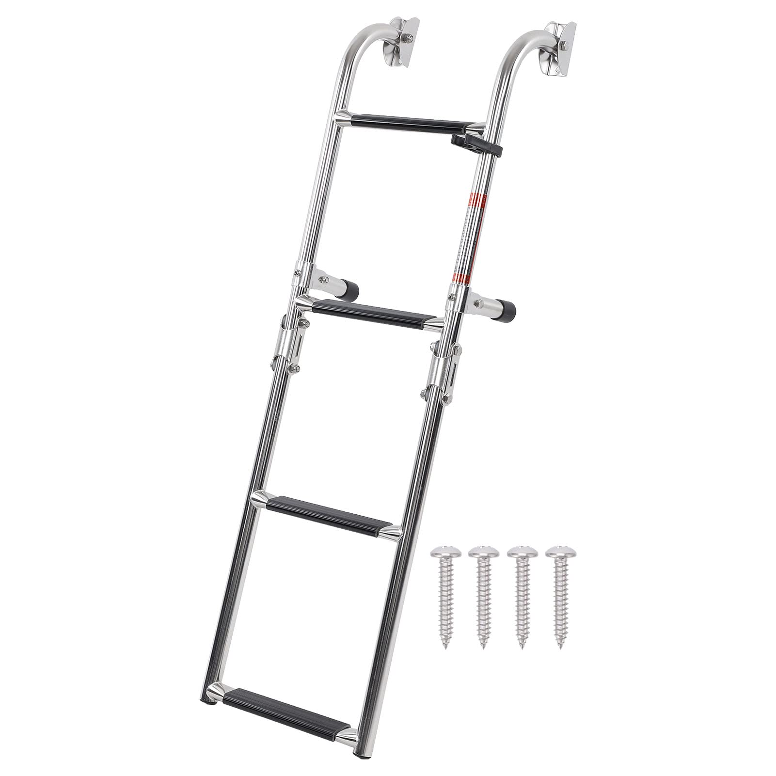 **Foldable 4-Step Boat Ladder - Removable, Adjustable & Anti-Slip 316 Stainless Steel Stern Mount for Pontoon Yachts | Perfect for Swimming, Boarding & Water Sports**