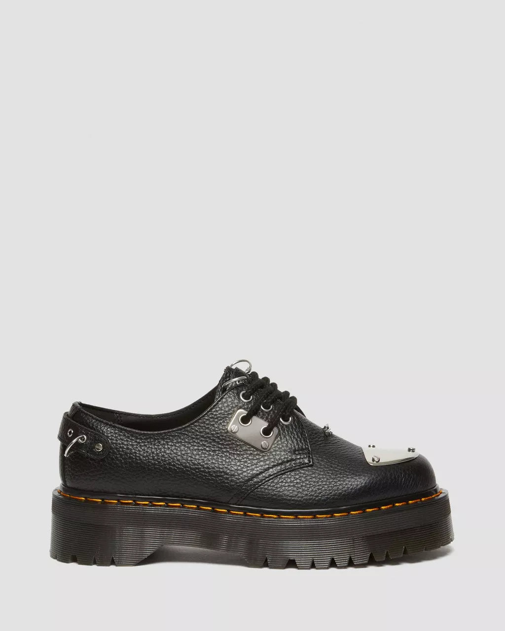 1461 Piercing Milled Nappa Leather Platform Shoes for Women - Chunky Heel Boots for Gothic Punk Style, Perfect for Concerts, Parties and Everyday Wear