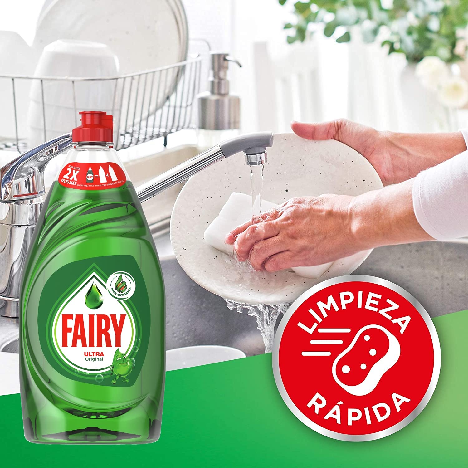 Fairy Ultra Original Dishwashing Liquid - 28 oz (820 ml) | Powerful Grease Cutting Formula | Ideal for Hand Washing Dishes, Pots & Pans in Kitchen, RVs & Camping
