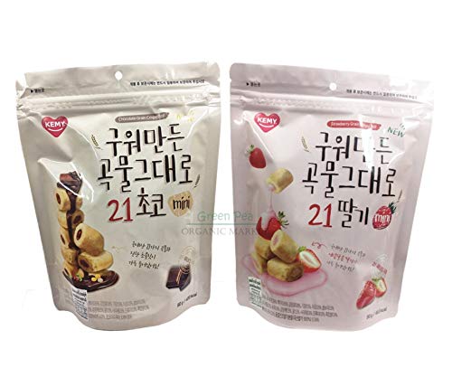 Strawberry & Chocolate Grain Crispy Roll Mini Cereal Snacks - Chocolate Cream Filled, 80g (2 Packs) - Perfect for Breakfast, Office Snacks & Kids Lunch Boxes