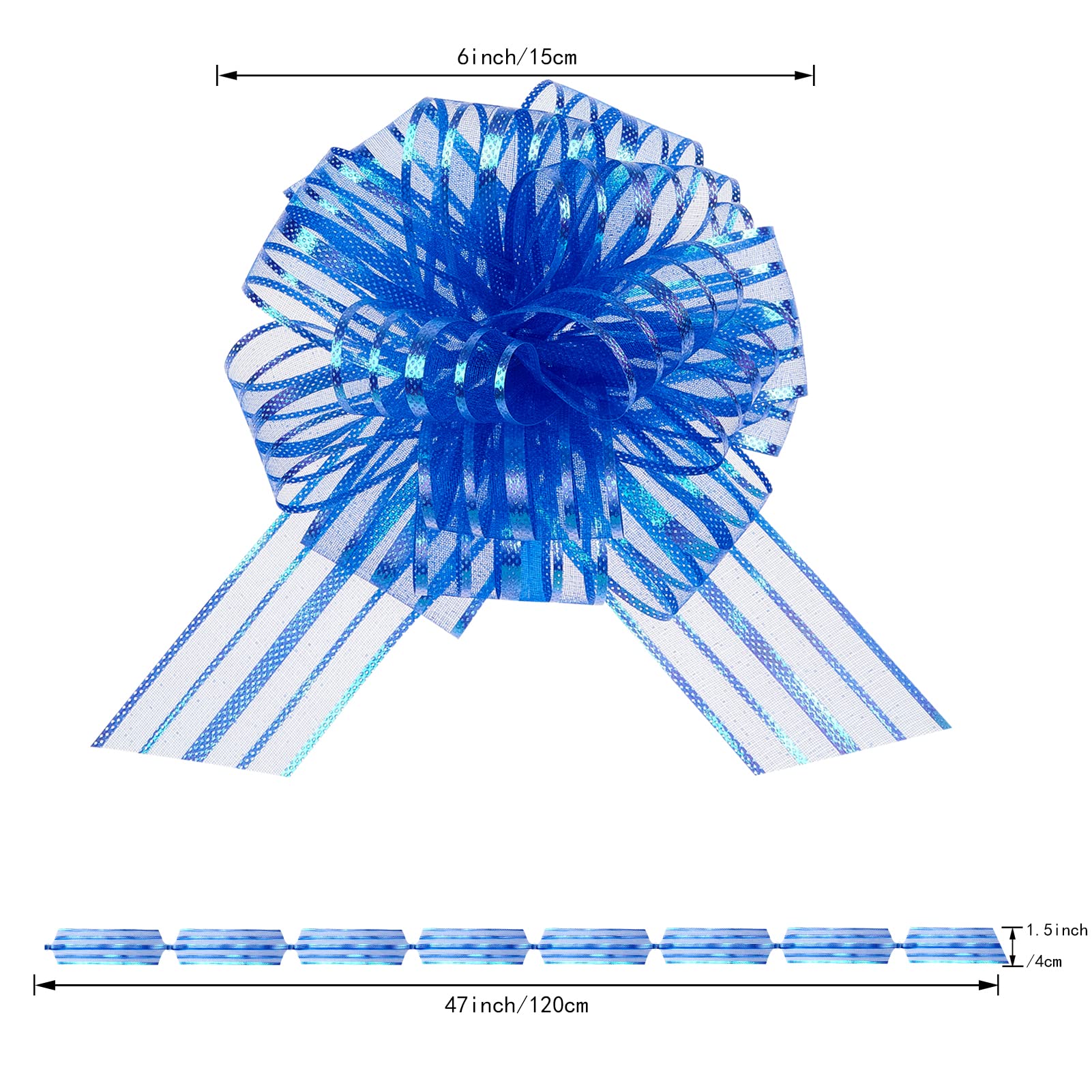 10pcs Royal Blue Big Bows for Gift Wrapping - Party Decor, Car Decoration, Gift Baskets, Birthday & Flower Arrangements - Premium Pull Bows for All Occasions