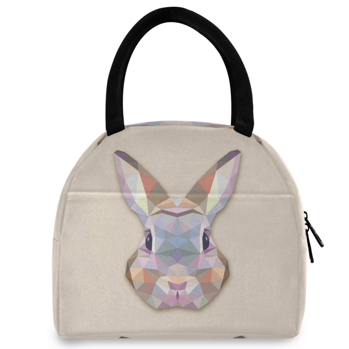 Reusable Insulated Lunch Bag for Women - Large Leakproof Geometric Rabbit Lunch Tote with Shoulder Straps for Work, Office, Picnic & Outdoor Activities
