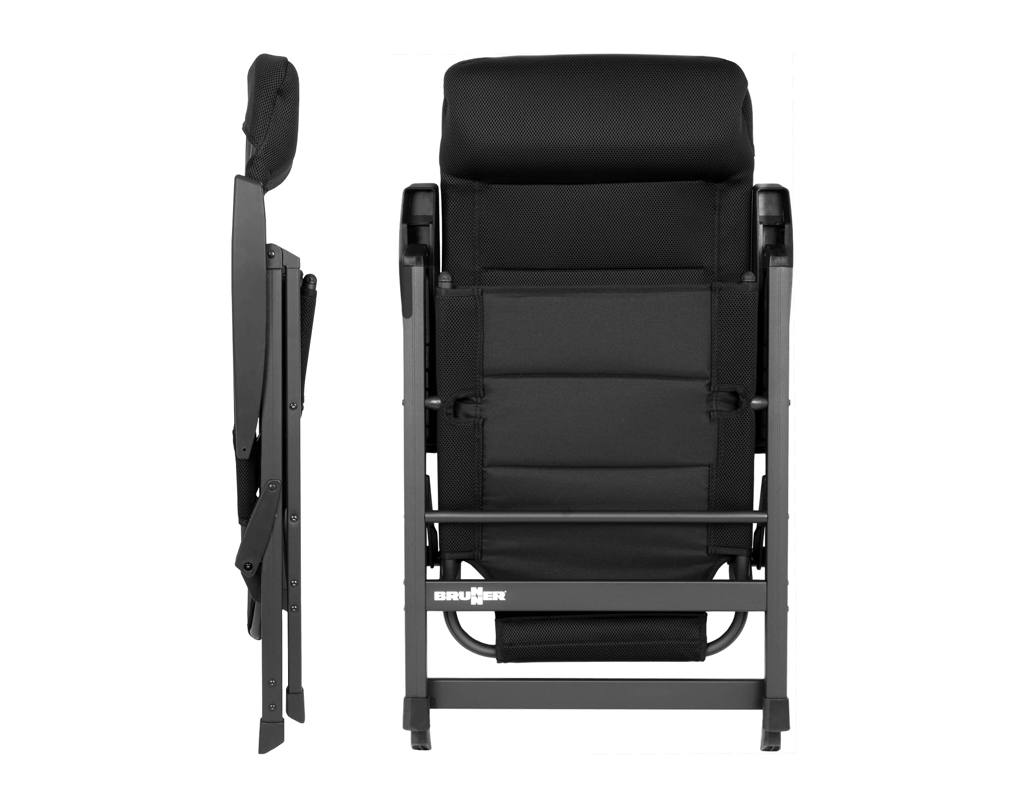 BRUNNER Skye 3D Black Camping Chaise Lounge - Portable Outdoor Folding Chair for Backyard, Beach, Picnic & Patio Relaxation
