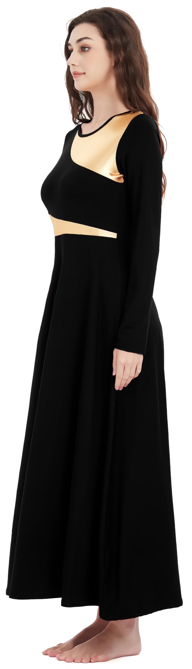Women's Liturgical Dance Dress - Full Length Church Robe for Modern Praise & Worship - Elegant Lyrical Dance Costume with Headwear - Perfect for Church Performances, Worship Services & Spiritual Dance Events