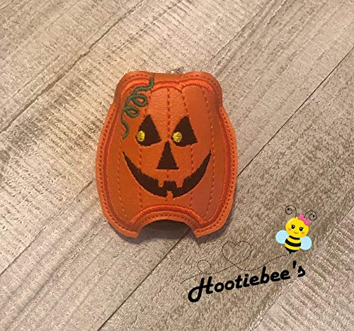 Halloween Pumpkin Hand Sanitizer Holder & Lip Balm Holder - Cute Jack-O-Lantern Keychain for Purse, Backpack, or Car - Perfect for Trick-or-Treating, Parties & Everyday Use