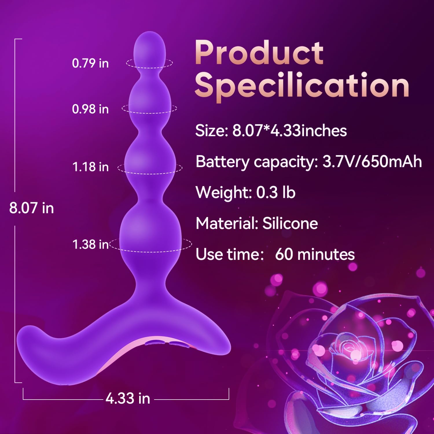 **Vibrating Anal Beads & Butt Plug - Prostate Massager for Men, G-Spot Stimulator for Women, Couples Adult Sex Toy with Powerful Vibrations (Dark Purple) - Perfect for Solo Play & Couples Intimacy**