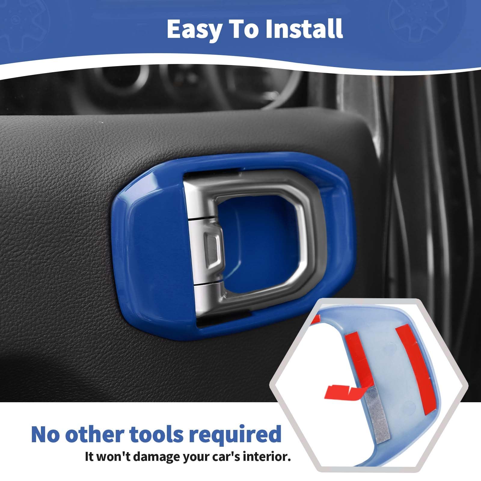 Jeep Wrangler JL & JLU (2018+) & Gladiator JT (2020+) Blue Inner Door Handle Bowl Cover Trim - Interior Accessories Set of 4 - Upgrade Your Jeep's Style & Protection - Perfect for Off-Roading & Daily Driving