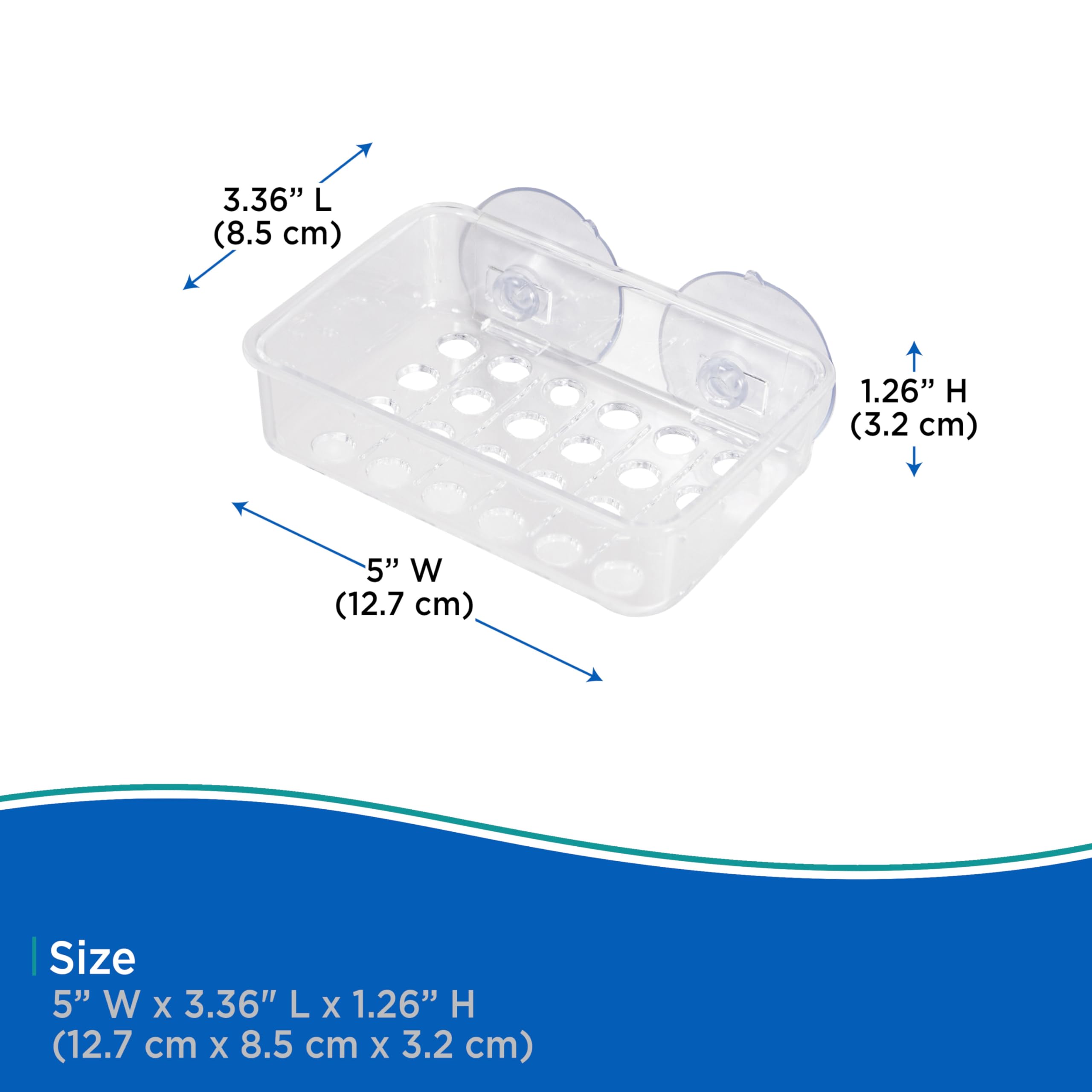 Kenney Clear Plastic Soap Bar Holder for Shower - Non-Slip Bathroom Organizer with Drainage Holes, Perfect for Showers, Bathtubs, and Sinks