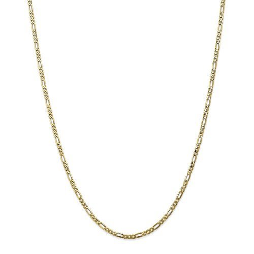 10K Yellow Gold 2.75mm Flat Figaro Chain Necklace - 6 Adjustable Lengths (14-24 Inches) for Men & Women - Perfect for Layering, Gift Giving & Everyday Wear