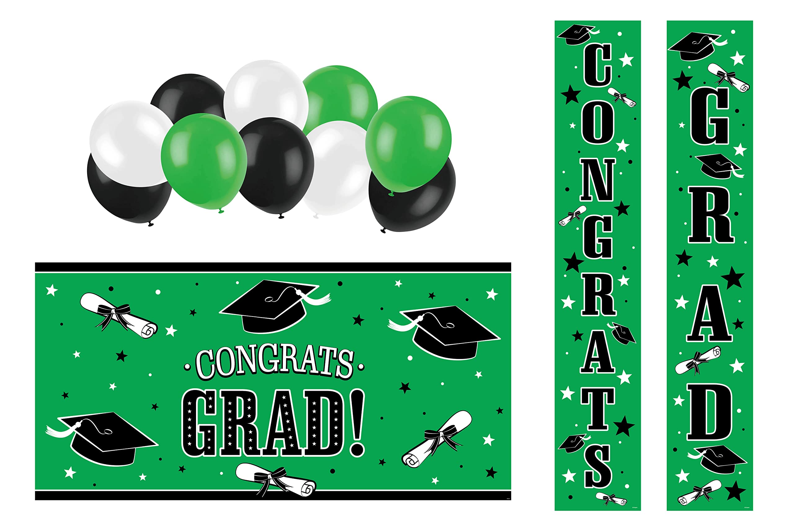 2023 Graduation Porch Banners - Green Backdrop Decorations with Balloons for Home, Business & School Celebrations | Perfect for Outdoor Graduation Parties & Photo Backdrops