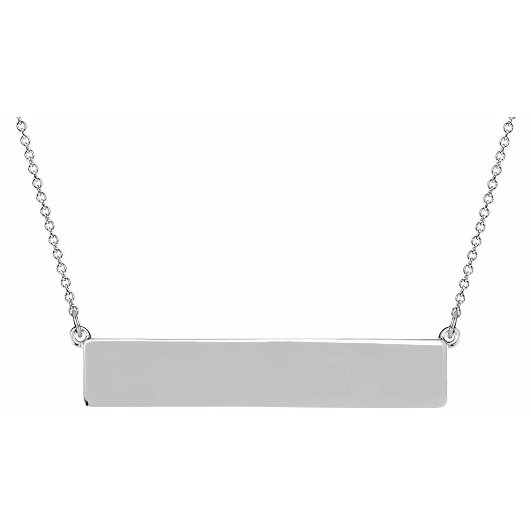 925 Sterling Silver Polished Rectangle Pendant Necklace for Women - 16