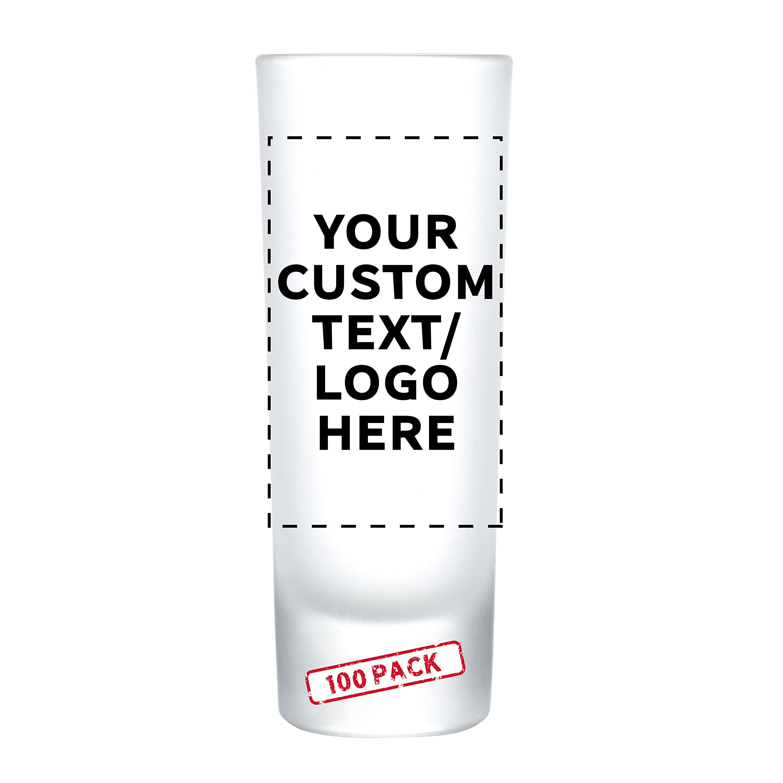 100-Piece 2 oz Frosted Shooter Glass Set - Customizable with Text & Logo - Elegant Velvet Finish Barware - Perfect for Parties, Weddings & Home Bars