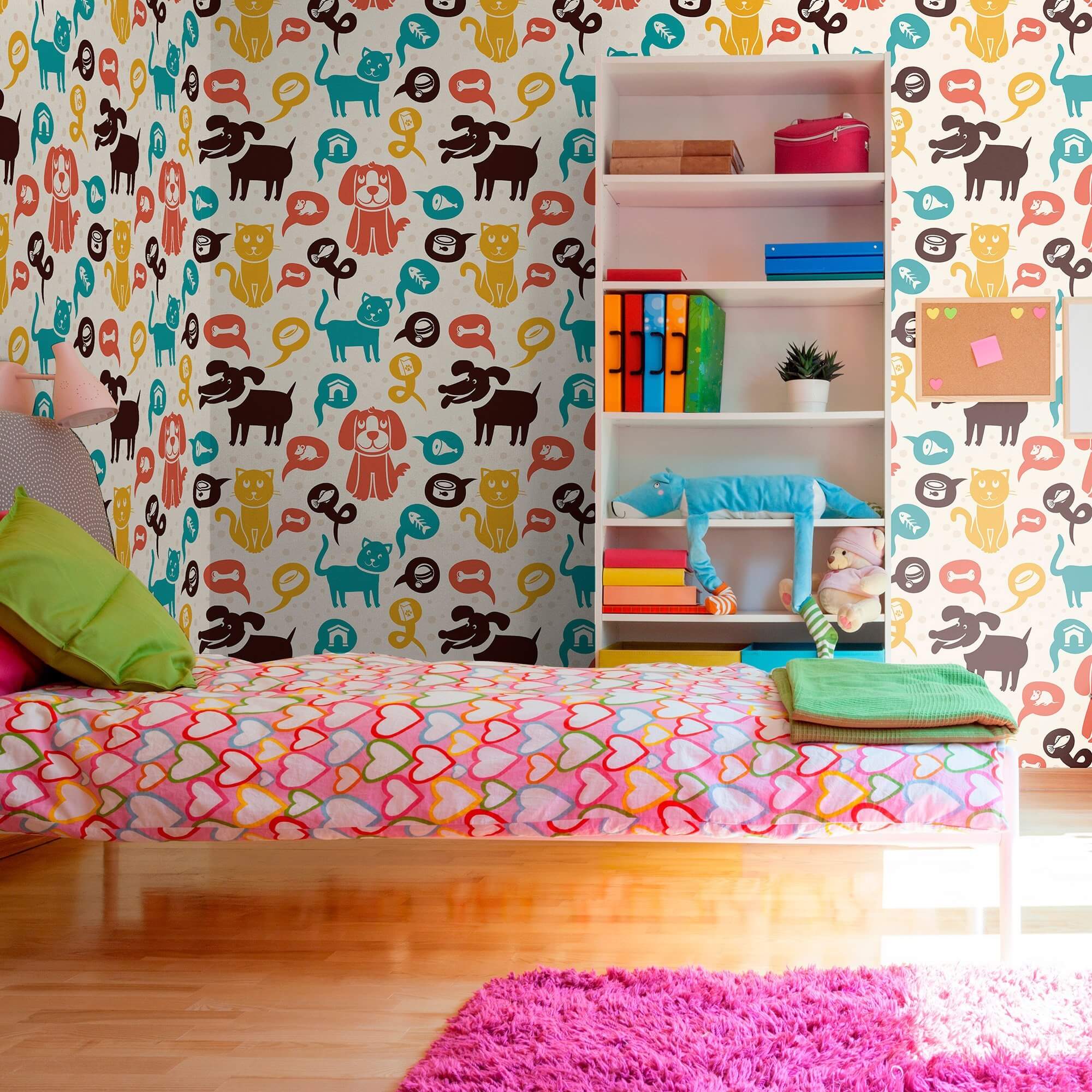 Orange and Brown Animals Peel and Stick Removable Wallpaper for Kids - Self-Adhesive Nursery Decor for Bedroom, Playroom & Classroom