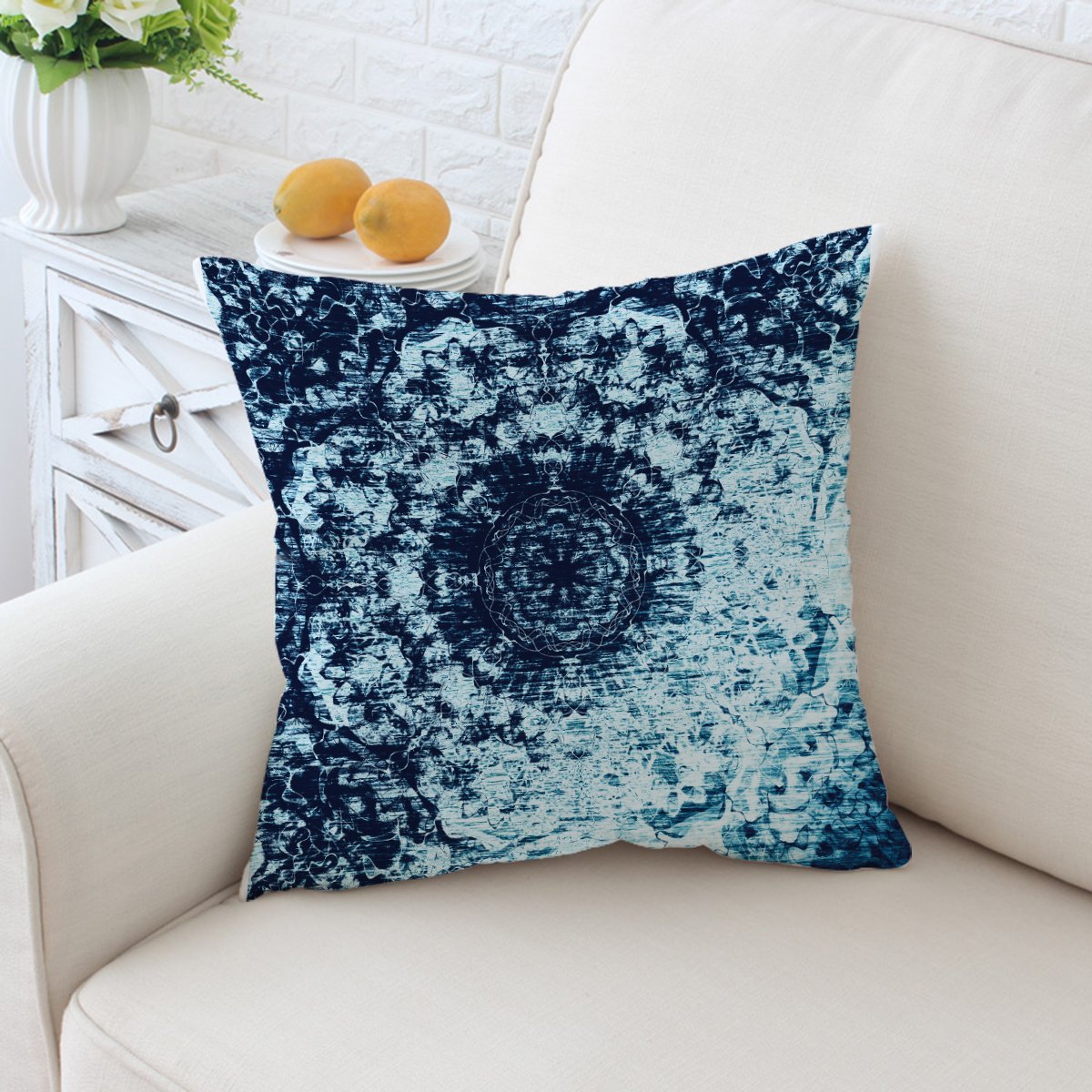 Sleepwish Indigo Blue Tie Dye Square Pillow Cover 18x18 Inch - Bohemian Decorative Cushion Case for Sofa, Bed & Home Decor - Perfect for Living Room, Bedroom & Boho Chic Interior Design
