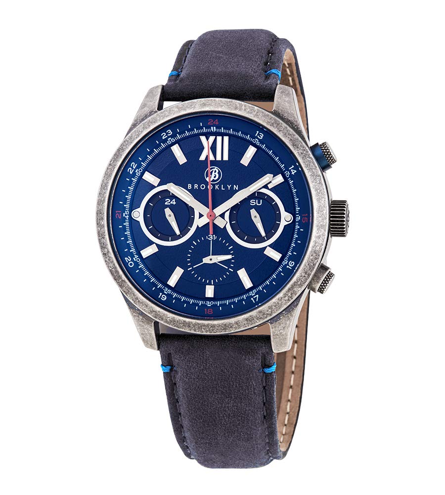Brooklyn Watch Co. Stuyvesant Quartz Blue Dial Men's Watch BW-8128-SQ-03 - Stylish Casual & Dress Watch for Men, Perfect for Office, Business, and Everyday Wear