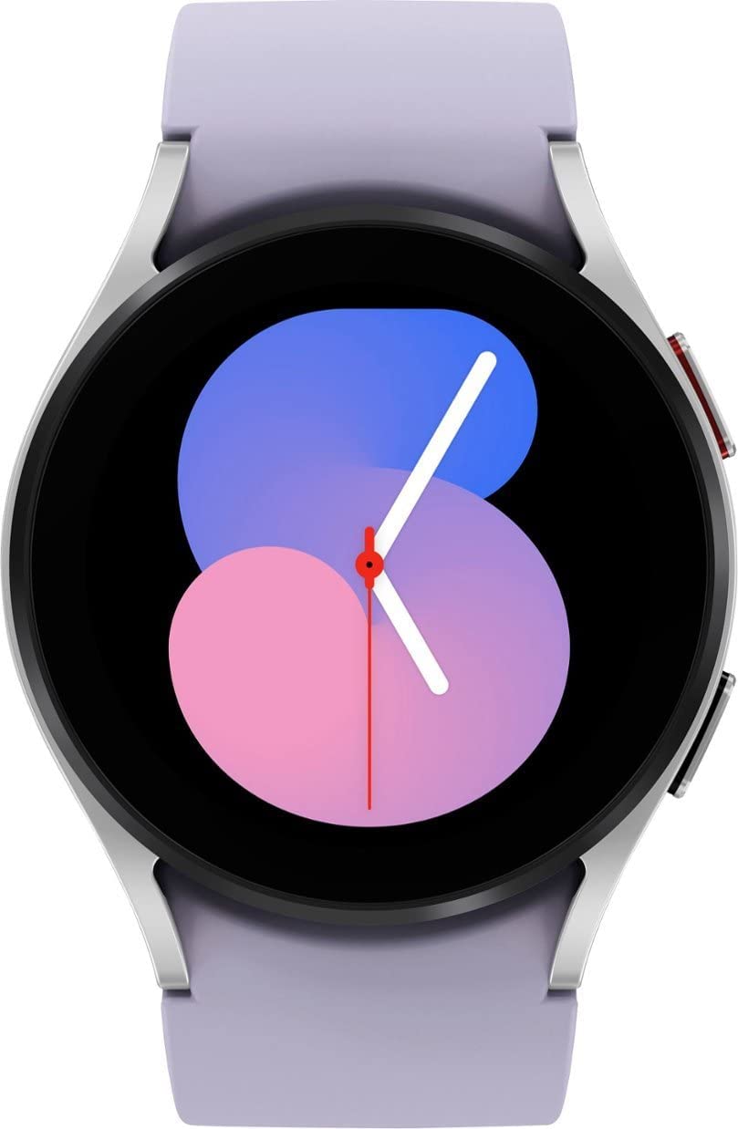 SAMSUNG Galaxy Watch 5 40mm Bluetooth Smartwatch with Body, Health, Fitness & Sleep Tracking - Sapphire Crystal Glass, Enhanced GPS - US Version (Renewed) - Silver Bezel & Purple Band - Perfect for Workouts, Running & Daily Activity Monitoring