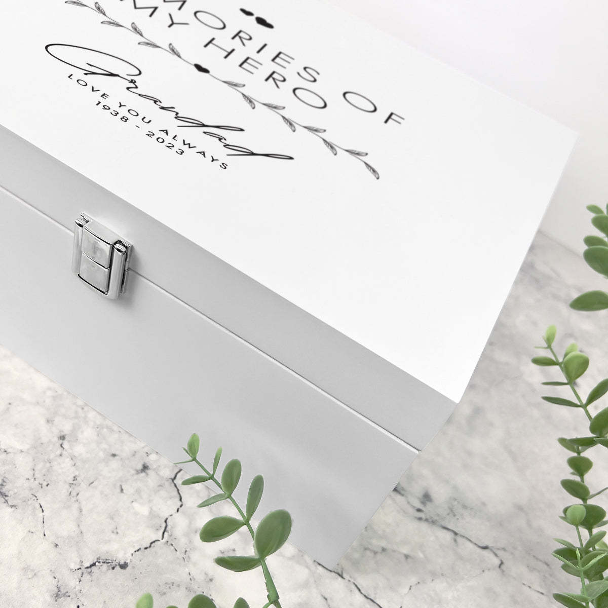 Personalized Luxury White Square Wooden Keepsake Box - Custom Engraved Memory Gift Box for Wedding, Anniversary & Special Occasions (2 Size Options) - Perfect for Jewelry, Photos & Treasured Mementos