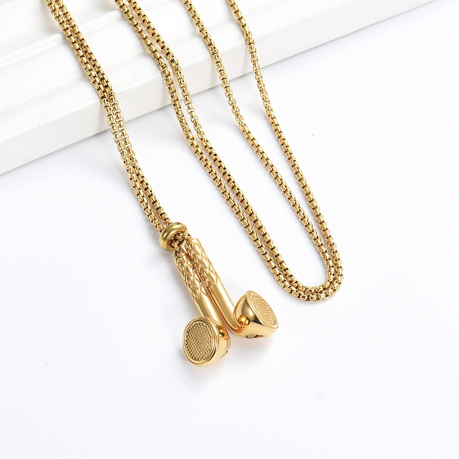 IMRSANL Stainless Steel Cremation Jewelry - Headphone Urn Necklace for Ashes, Memorial Keepsake Pendant with Music Theme - Perfect for Remembering Loved Ones, Grieving Process & Memorial Gifts