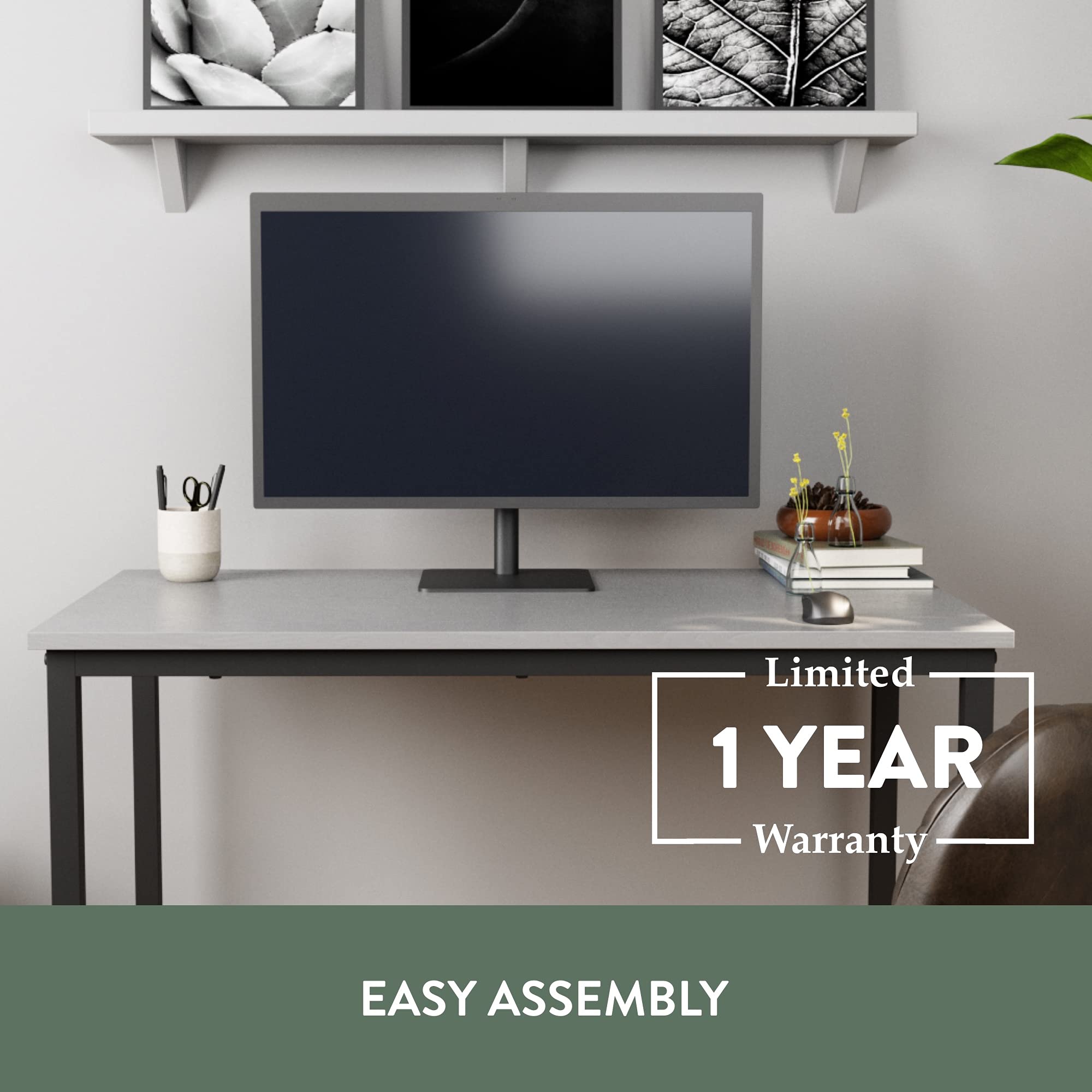 Edenbrook Industrial Metal Desk with Wood Top - Sturdy Office & Home Study Desk for Work, School, Dorm Room - Perfect for Remote Work, Online Classes & Home Organization