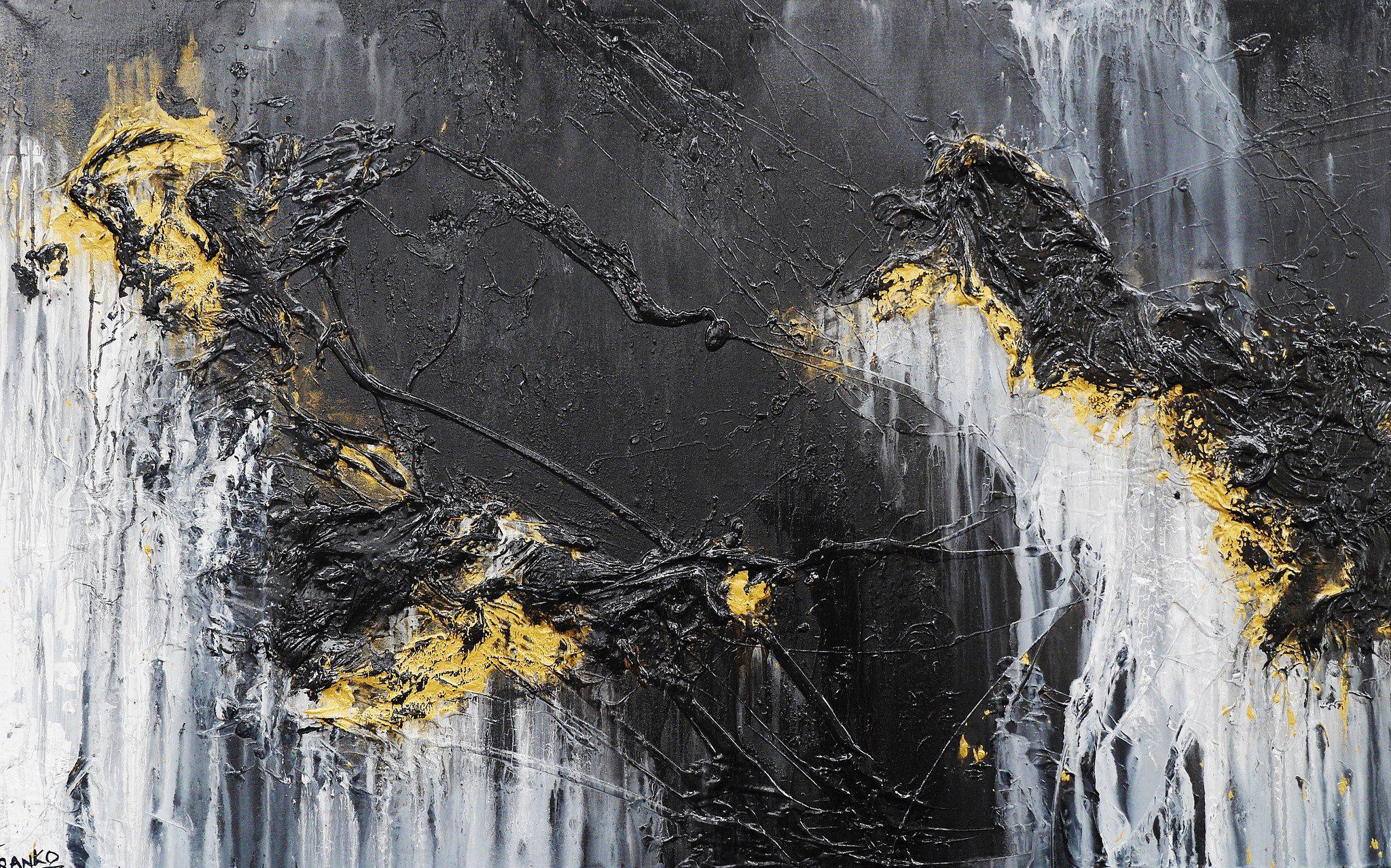 Abstract Black and Gold Wall Art Canvas Print 63