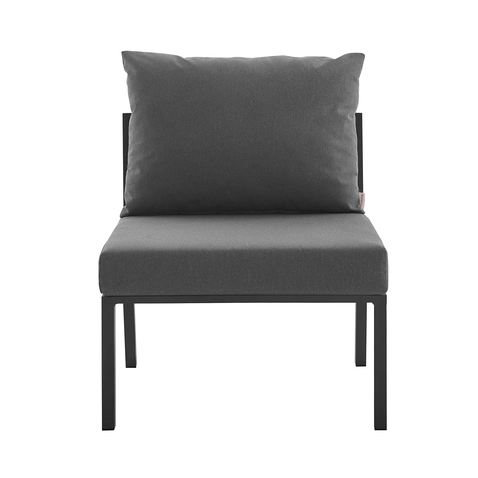 Modway Riverside Outdoor Armless Chair - Gray Charcoal Patio Furniture for Poolside, Deck & Garden Relaxation