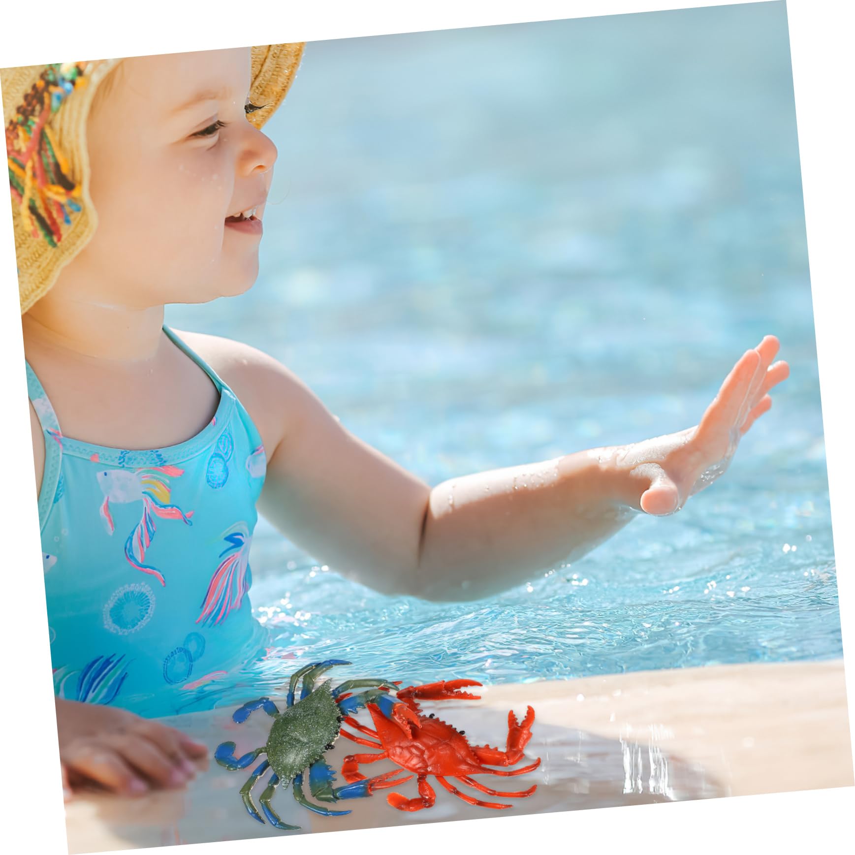 iFundom 16 Pcs Kids Water Play Toy Set - Plastic Crab & Sea Animal Figures for Pool, Beach & Bath Time Fun - Safe PVC Ocean Creatures for Toddlers & Children