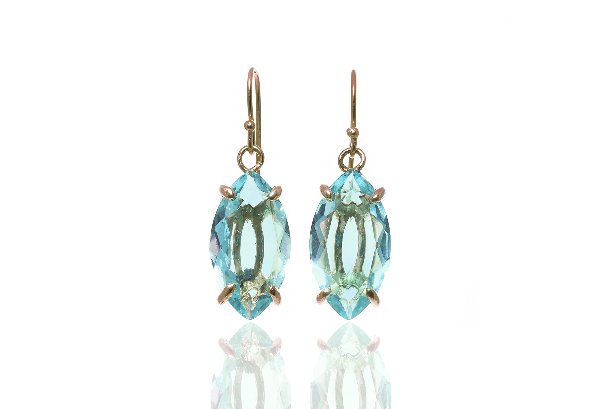 Handmade Large Marquise Blue Topaz Earrings - Statement Fashion Jewelry for Women, Bridal Earrings, Custom Gemstone Earrings with Gift Box - Perfect for Weddings, Parties & Special Occasions