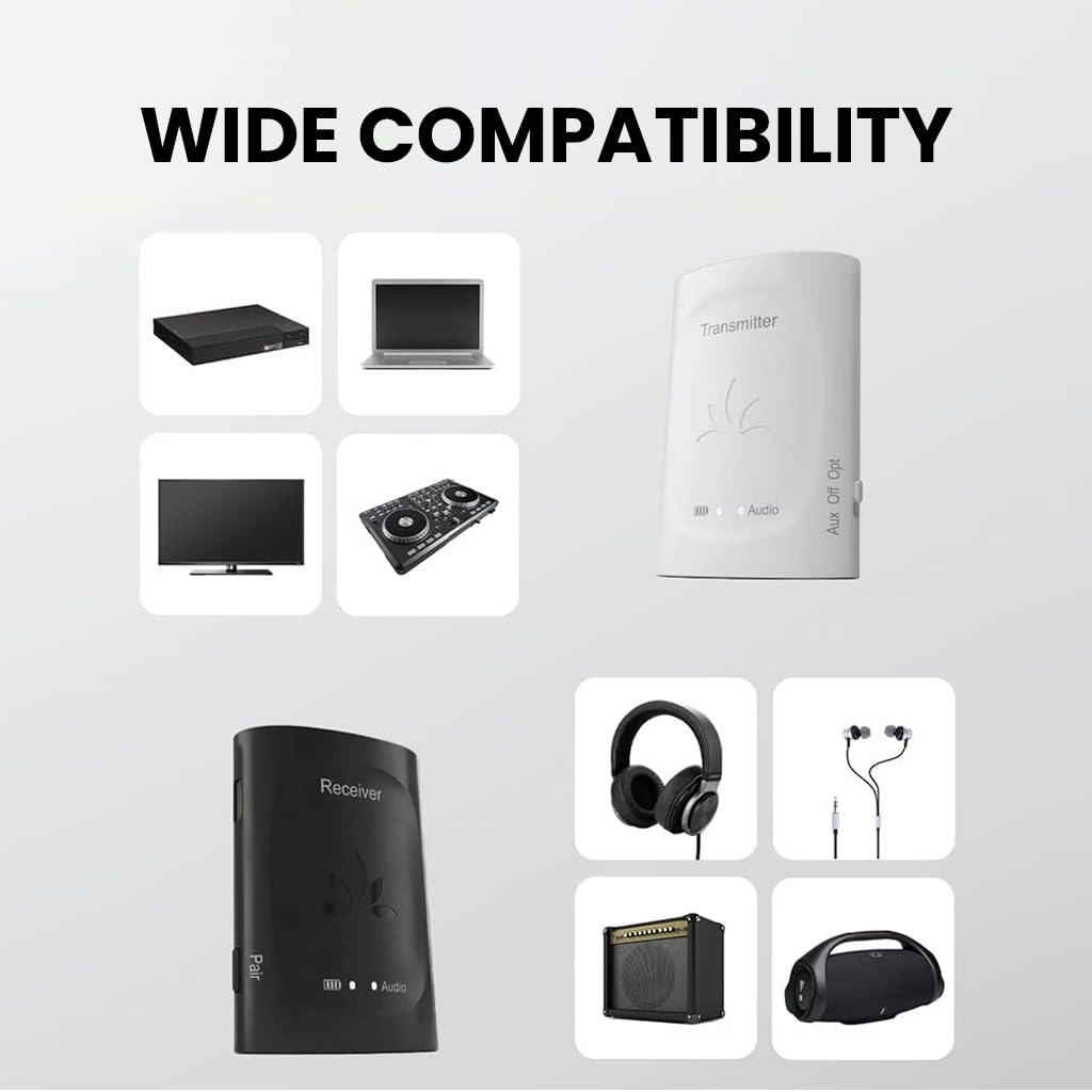 Avantree Audiplex Wireless Audio Transmitter & Receiver Set - Bluetooth 5.0 for AV Receivers, Projectors, PA Systems | Multi-Device Streaming to 100 Headphones & Speakers | Ideal for Church, School, Gym & Home Theater Use