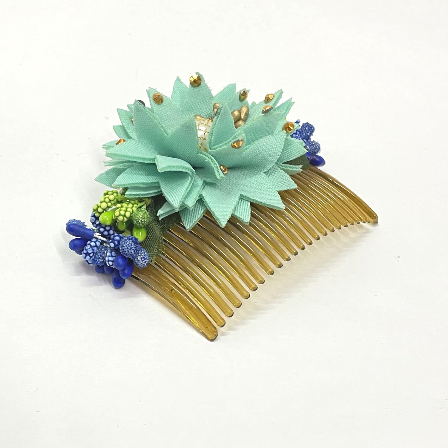 Elegant Blue Bridal Hair Comb Clip Set for Women - Wedding Bun Pins, Floral Hair Accessories & Stylish Hair Brooch - Perfect for Weddings, Prom, Parties & Special Occasions