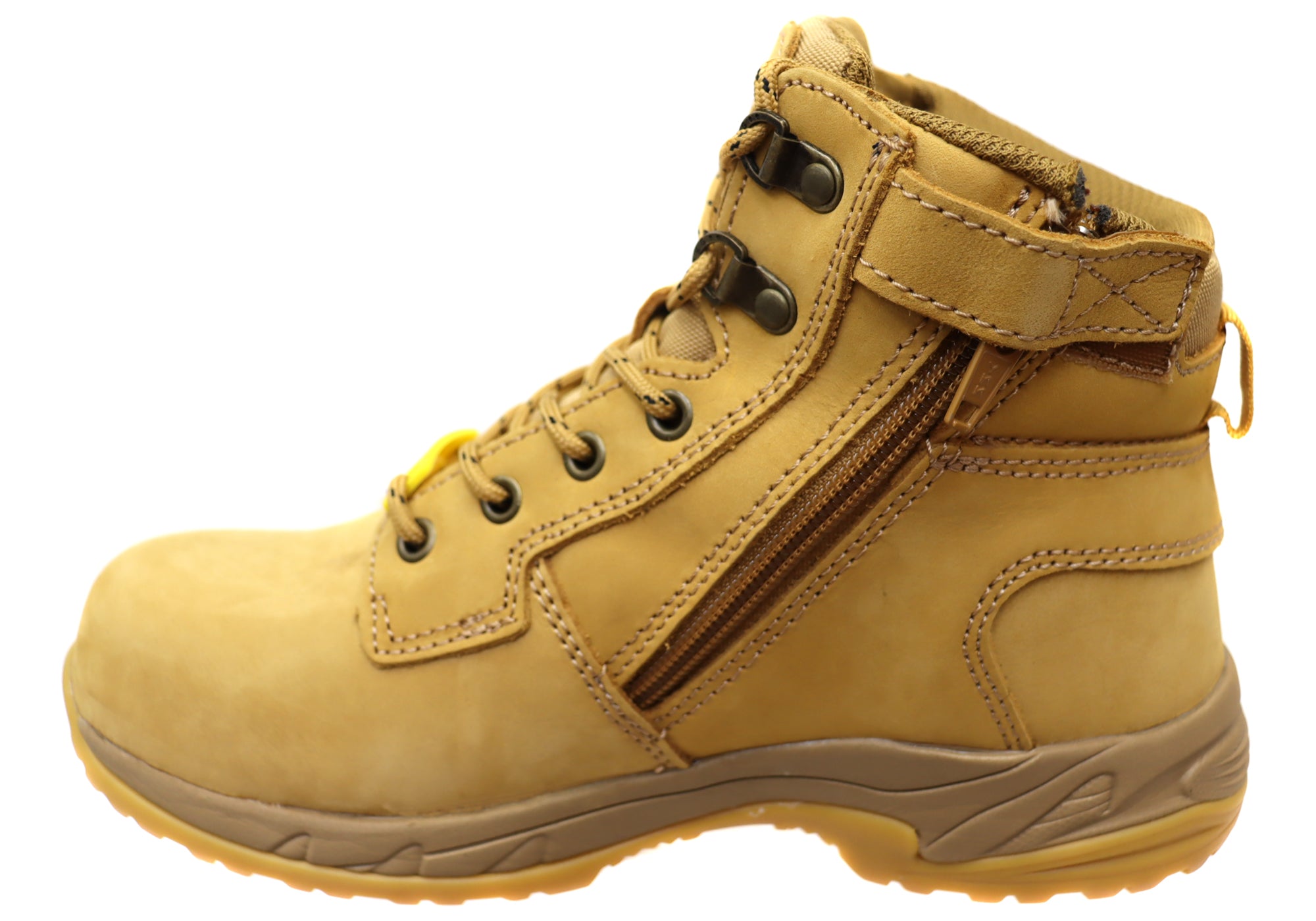King Gee Women's Tradie Zip Wheat Work Boots - Durable Safety Footwear for Construction & Outdoor Work - Perfect for Job Sites, Landscaping & Heavy Duty Tasks