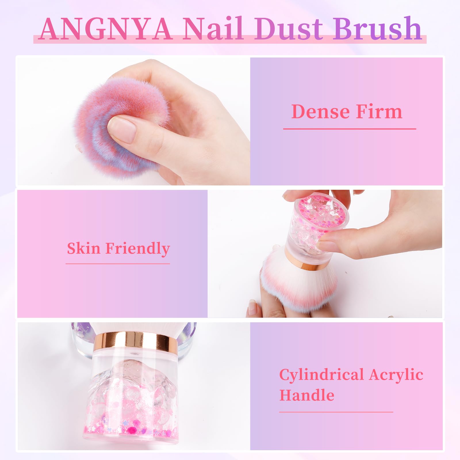 ANGNYA Rose Nail Dust Brush - Acrylic Handle Flower Design for Nail Art & Powder Removal