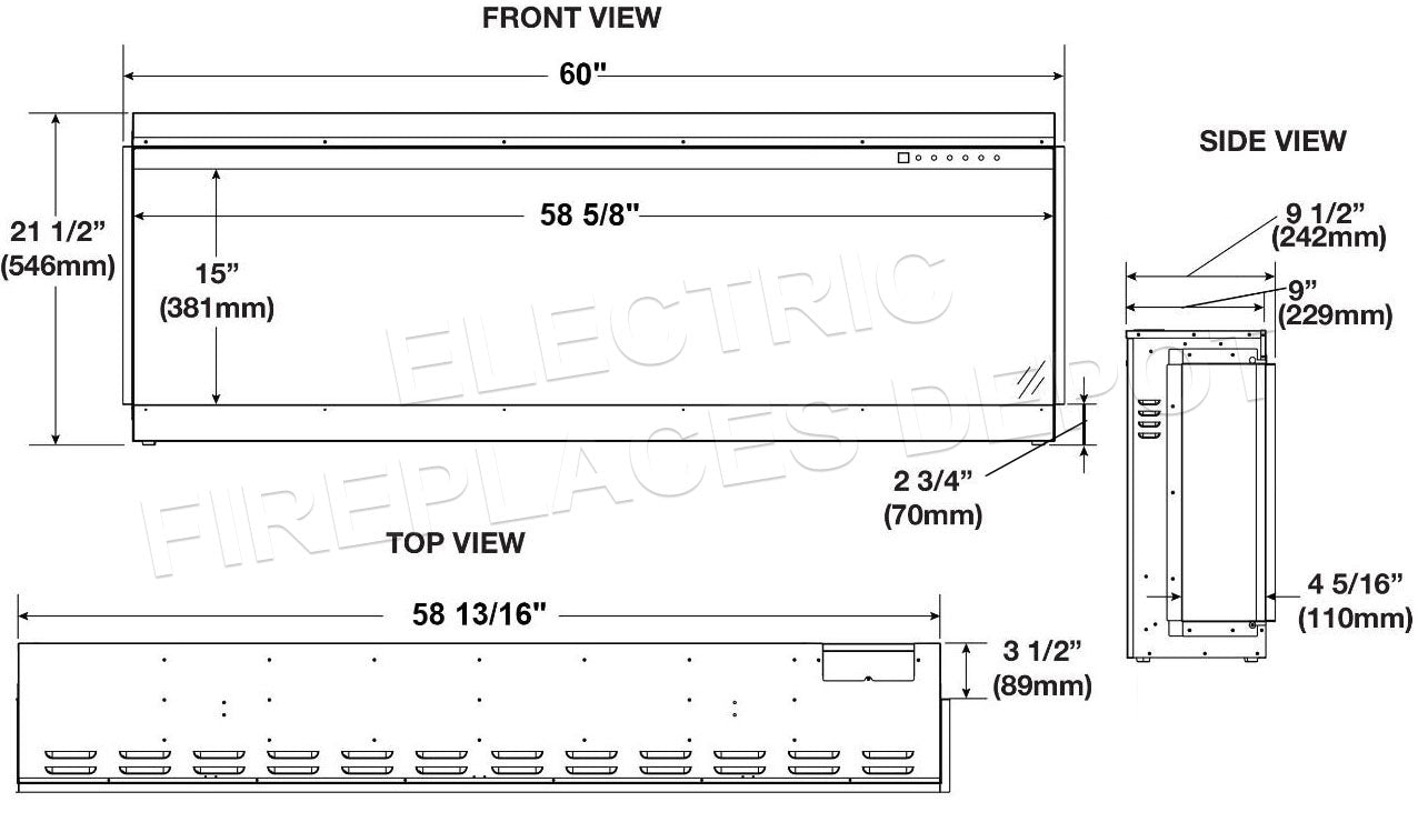 Napoleon Trivista Primis 60-Inch Built-In Electric Fireplace - 3-Sided or 2-Sided Viewing Options for Modern Living Room, Bedroom, or Office Heating Solution