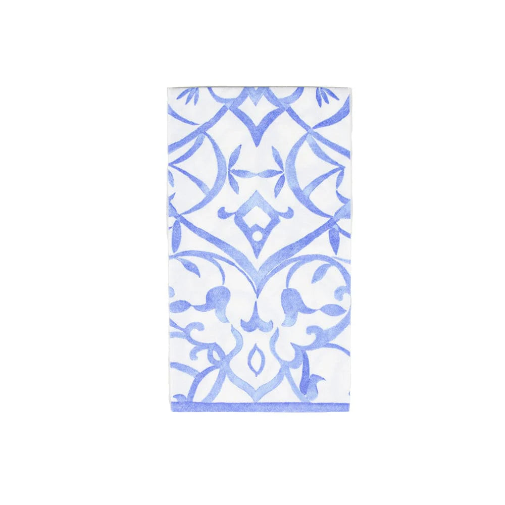 Premium Algarve Ceramic Blue Paper Linen Guest Towel Napkins - Soft & Absorbent for Elegant Dining, Parties & Home Decor