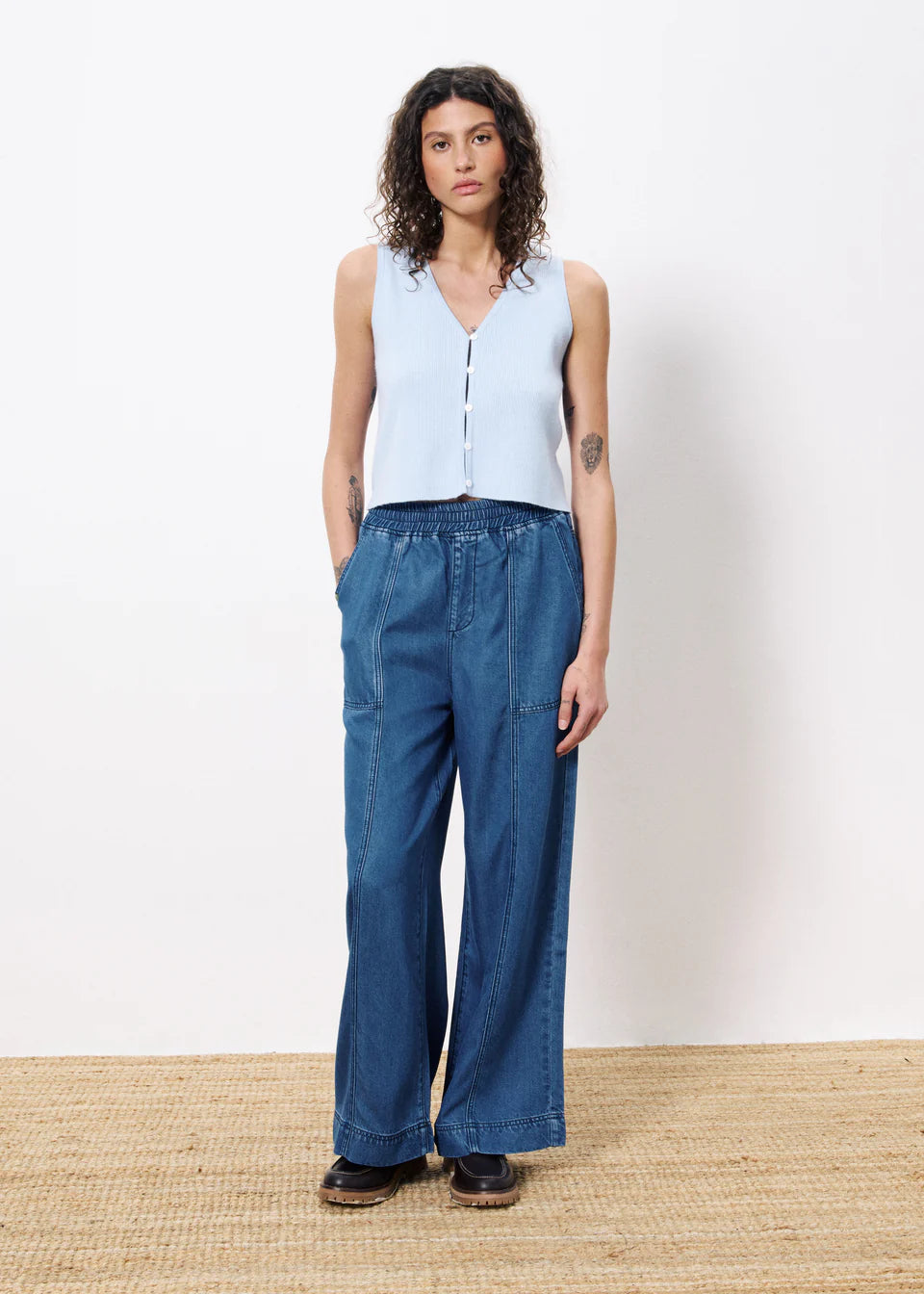 Maurane Women's Sleeveless Blouse Light Blue - Summer Casual Tops for Beach, Office & Date Night Outfits