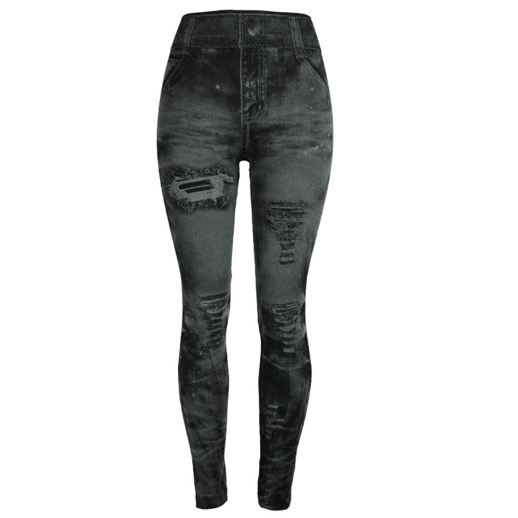 Distressed Skinny Cropped Denim Leggings for Women - Stretch Faux Jeans Pants with Ripped Details | Perfect for Casual Wear, Date Nights & Street Style Outfits