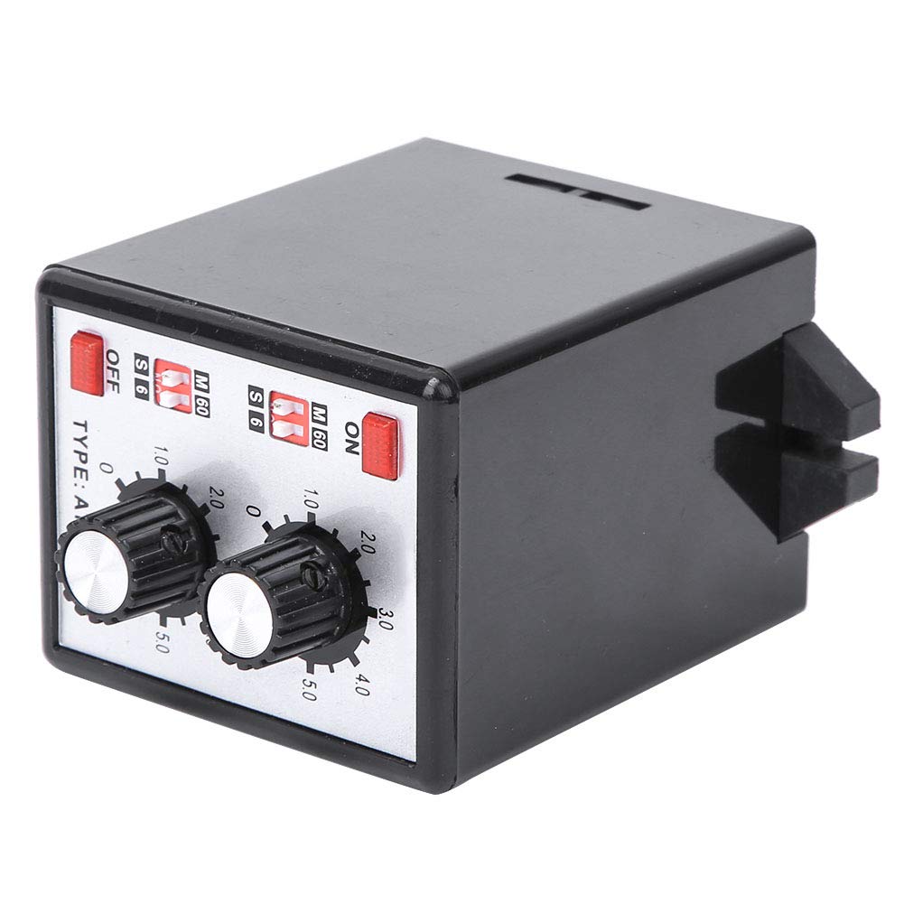 Oumefar AC 220V On/Off Twin Timer Relay Switch - High Precision Knob Control Timer for Circuits (ATDV-NC) - Perfect for Home Automation, Lighting Control, and Industrial Equipment