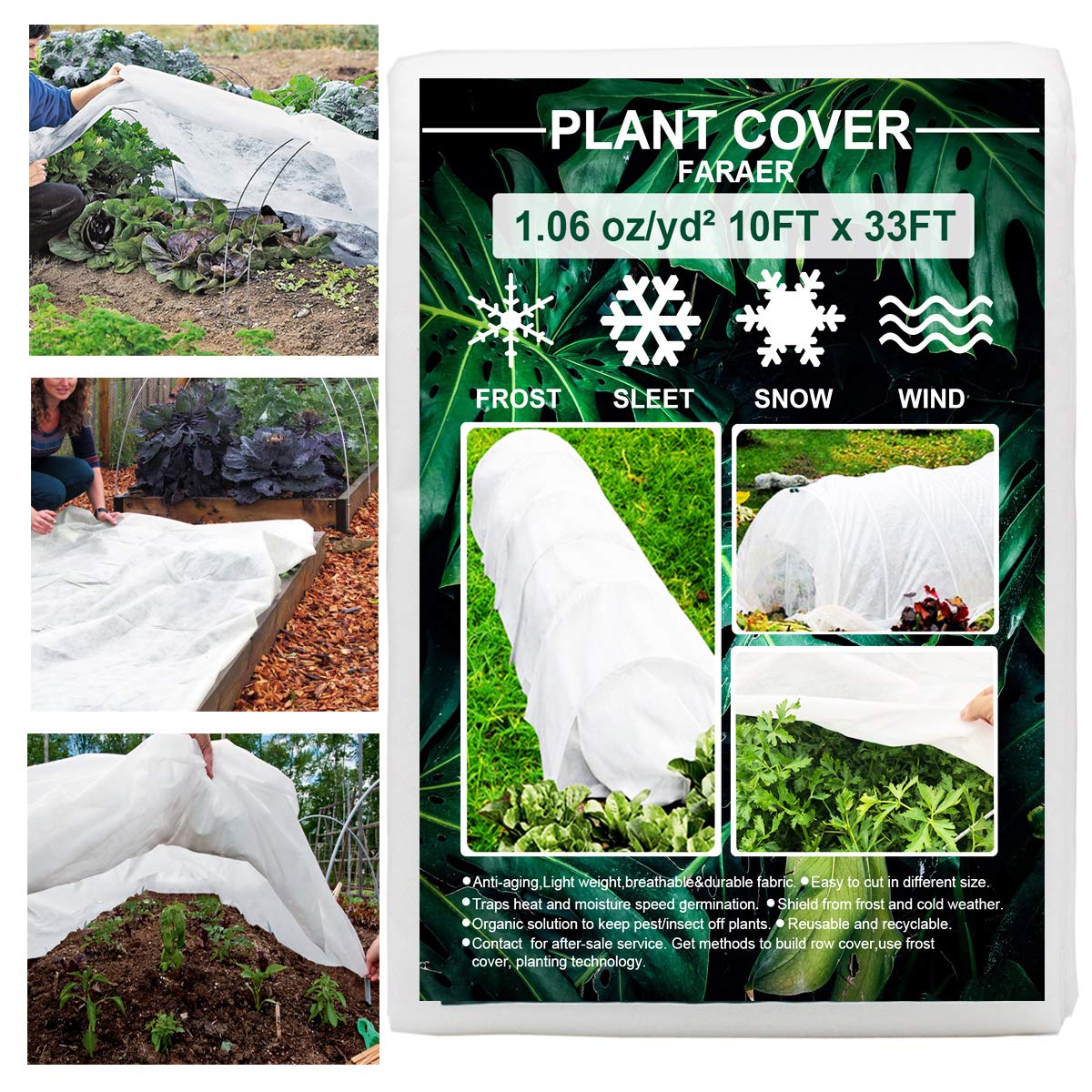 Reusable 10ft x 33ft Rectangle Plant Cover for Freeze Protection - Floating Row Cover Garden Blanket for Winterizing Plants - Cold Weather & Snow Protection for Vegetables, Flowers & Shrubs (Ideal for Greenhouses, Raised Beds & Outdoor Gardens)