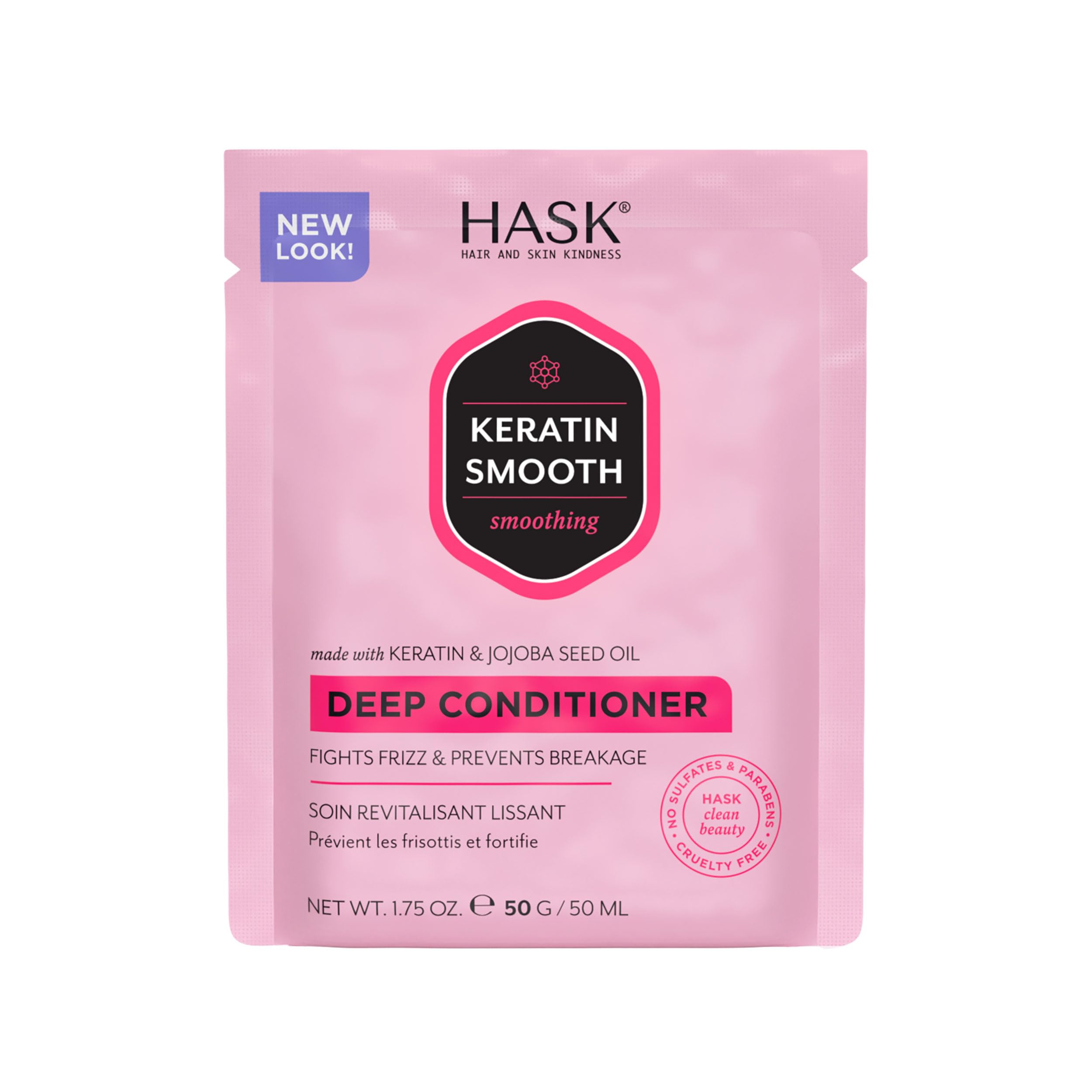 HASK Keratin Protein Smoothing Deep Conditioning Hair Mask Treatment - 50g for Dry, Frizz-Free & Damaged Hair Repair | Paraben & Silicone Free | At-Home Salon Quality Hair Care for Smooth & Shiny Locks