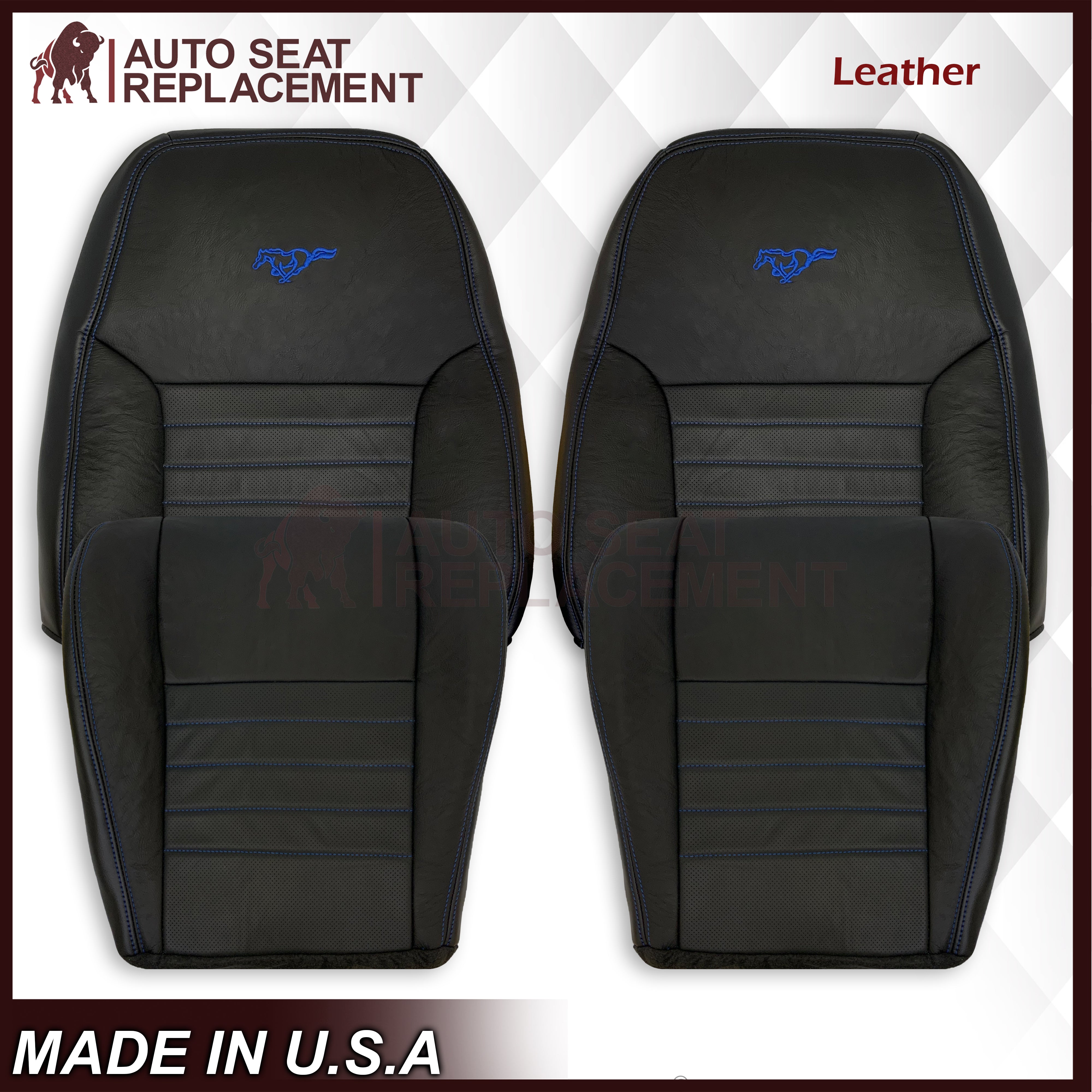 Custom Seat Covers for 1999-2004 Ford Mustang GT Convertible - Choose Colors & Add Logo - Perfect for Car Enthusiasts & Gift Ideas
