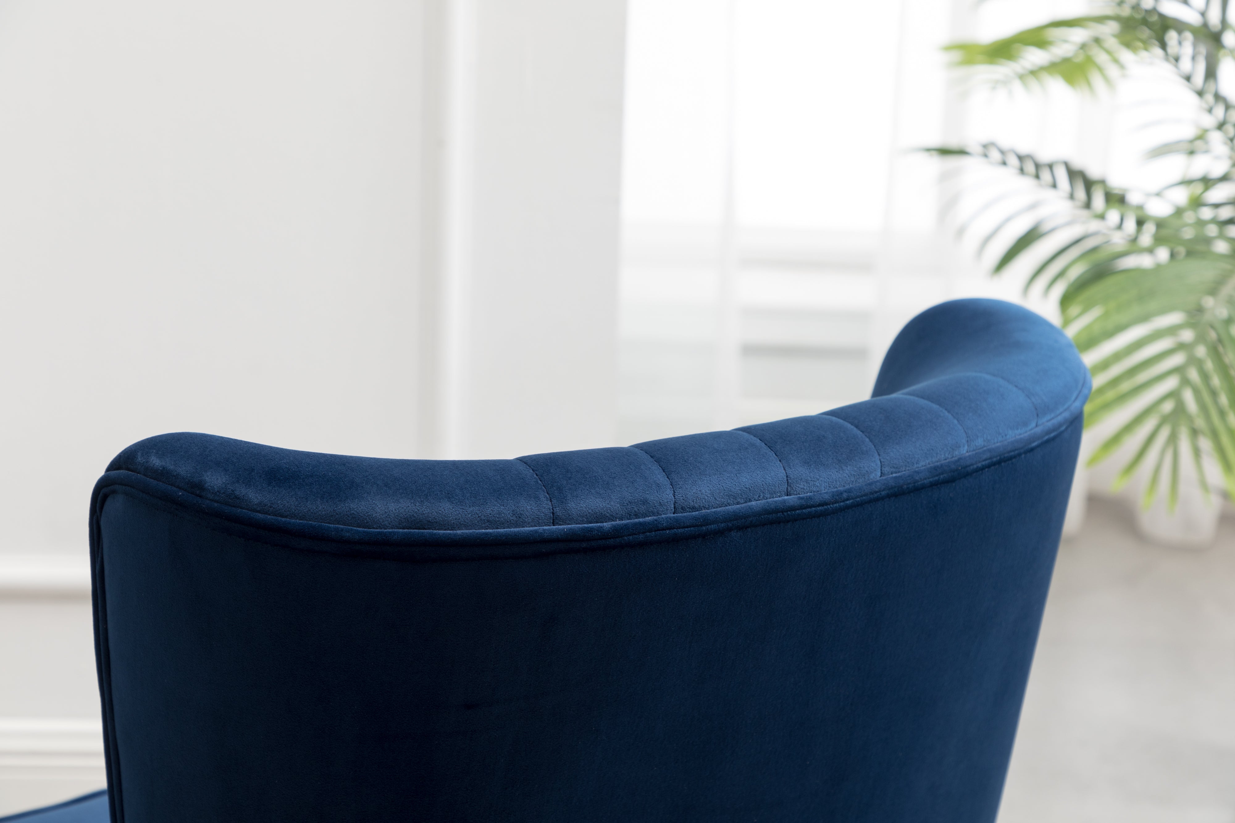 Roundhill Furniture Elon Contemporary Velvet Upholstered Accent Chair in Blue - Modern Living Room Seating for Home Office & Lounge