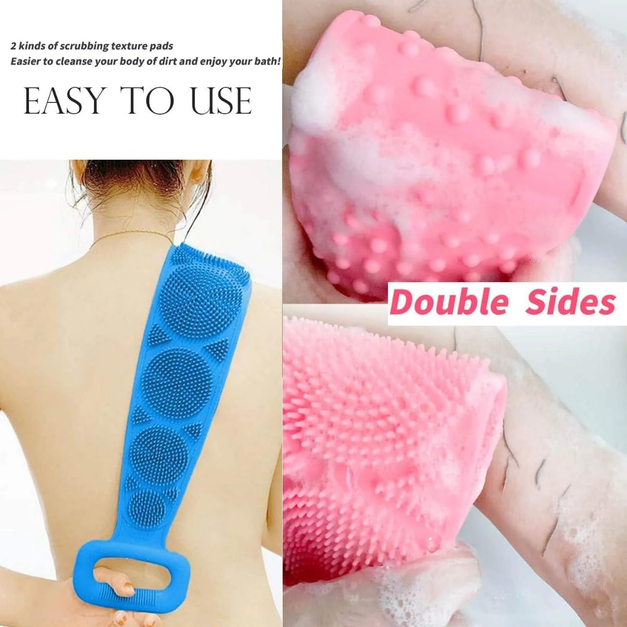 Exfoliating Silicone Bath Brush & Body Scrubber - 2 Pack for Deep Cleansing, Massage & Skin Renewal - Perfect for Shower, Spa & Exfoliation Routine
