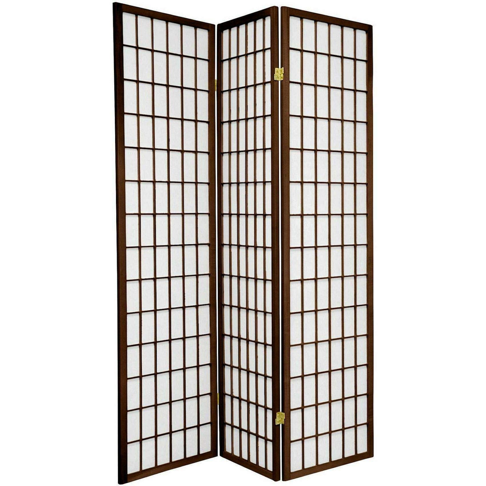 3 Panel Room Divider Screen - Espresso Brown Japanese Shoji Style Folding Privacy Partition by Legacy Decor - Perfect for Home Office, Bedroom, and Living Room Space Separation