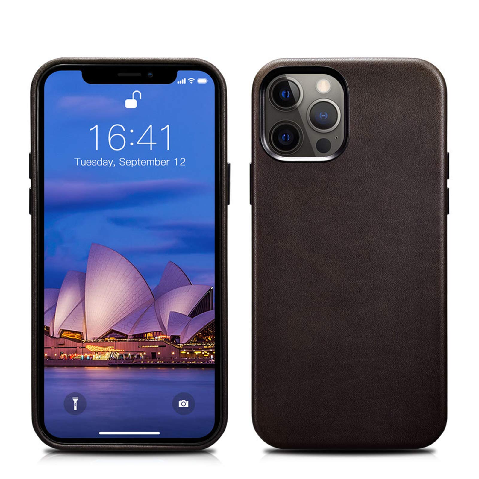 Premium Genuine Leather Case for iPhone 12/12 Mini/12 Pro/12 Pro Max - Wireless Charging Compatible, Scratch & Shock Resistant Protective Cover - Perfect for Work, Travel & Everyday Use