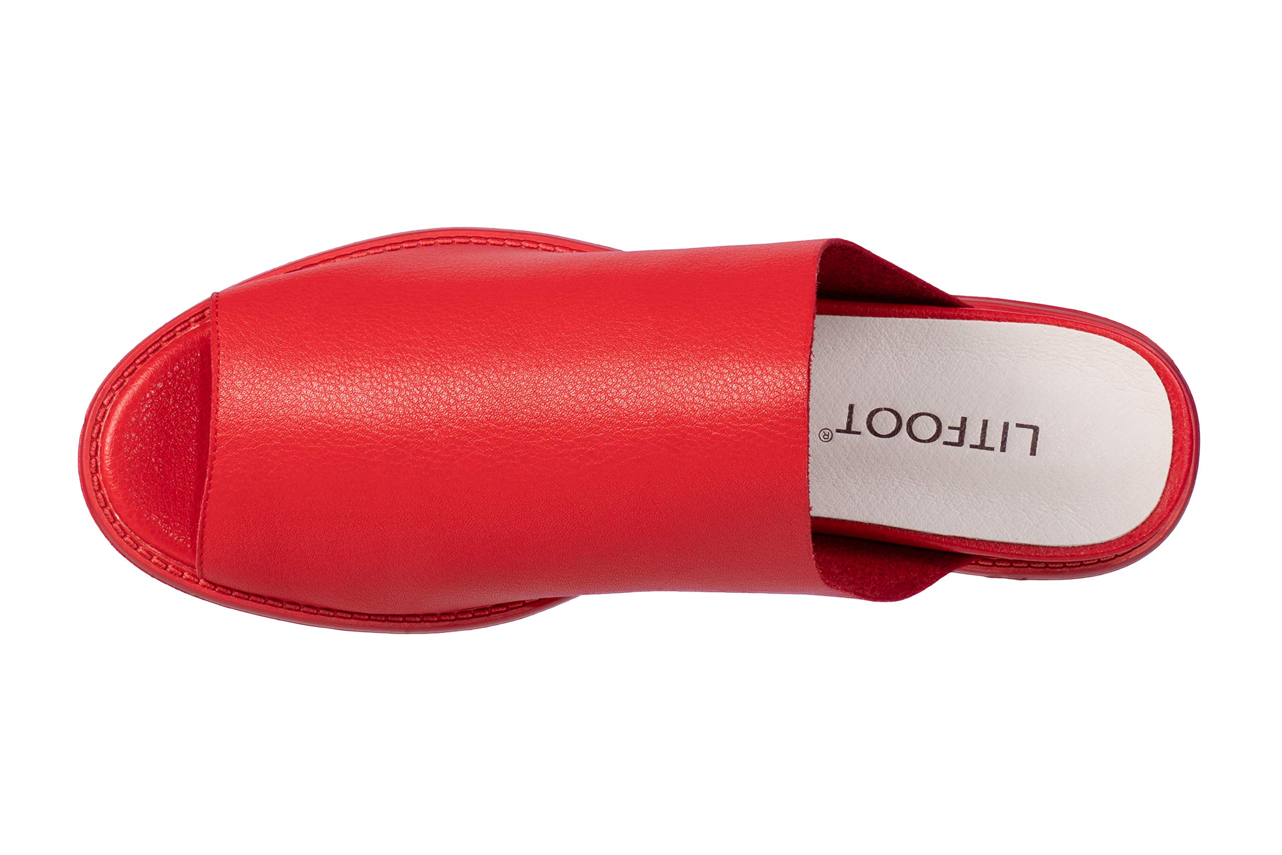 LF5997-9-1 Women's Soft Leather House Slippers - Red | Cozy Indoor/Outdoor Comfort for Relaxation at Home, Spa & Travel